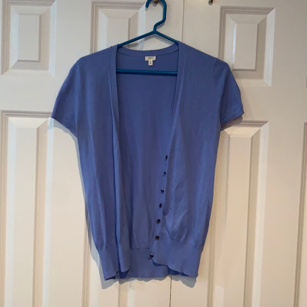 J Crew light blue shirt sleeved sweater size S
